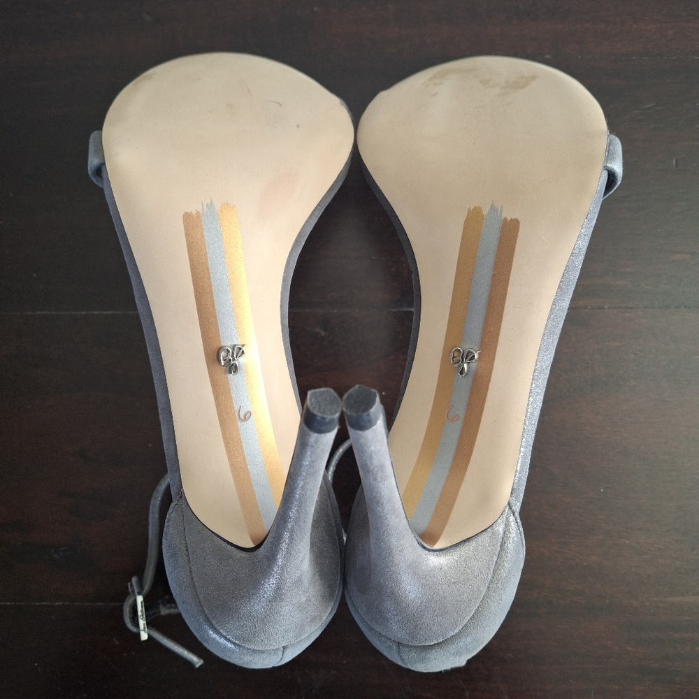 SAM EDELMAN "Ariella" Leather Stiletto Ankle Strap Dress Sandal-Silver- Size 6 - Picture 7 of 12
